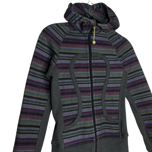 Lululemon Athletica Scuba Hoodie Poncho Stripe Long Sleeve Zip Up Size 2 - Picture 4 of 8